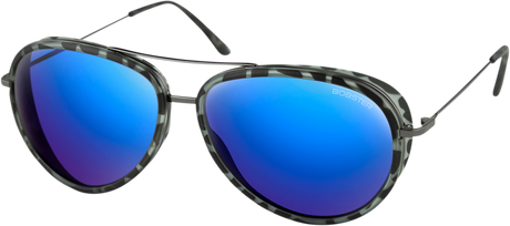 Ice Sunglasses - Matte Gray Tortoise Gunmetal - Brown HD Blue Mirror