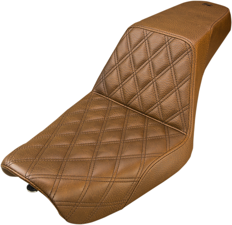 Step-Up Seat - Front Lattice Stitch - Brown - Dyna 2004 - 2005