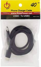 Male USB-C to Male USB-C Cable - Phone - Charger - 40\" - Black