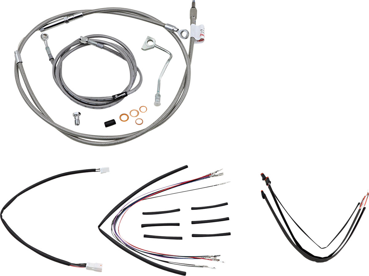 Handlebar Cable/Brake Line Kit - Complete - 18\" Ape Hanger Handlebars - Stainless Steel 2014 - 2016