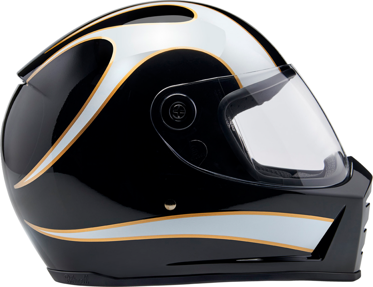 Lane Splitter Helmet - Gloss Black/White Flames - 2XL