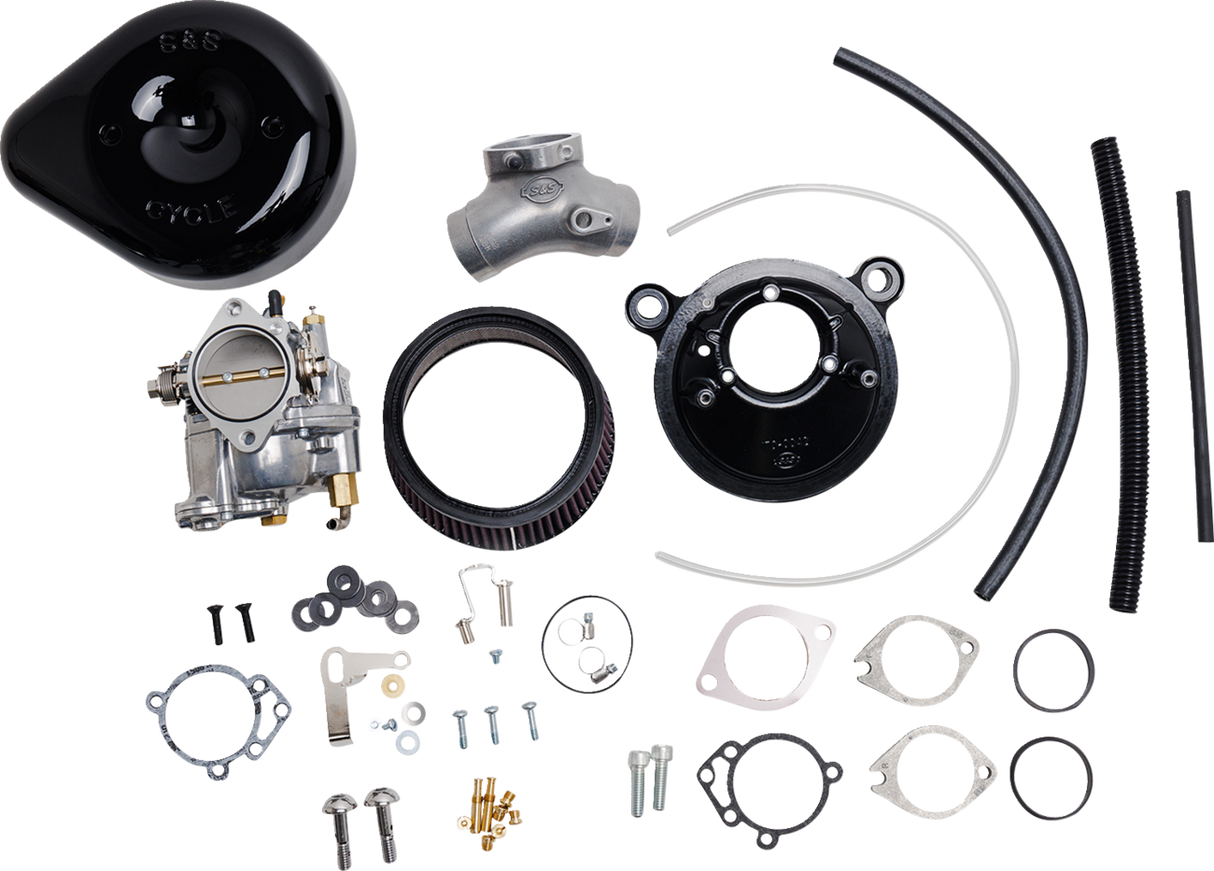 Super E Carburetor with Stealth Air Cleaner Kit - Gloss Black - Evolution Big Twin 1993 - 1999