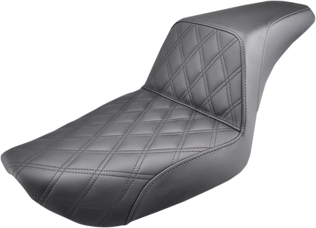 Step-Up Seat - Front Lattice Stitch - Black - Dyna 1996 - 2003