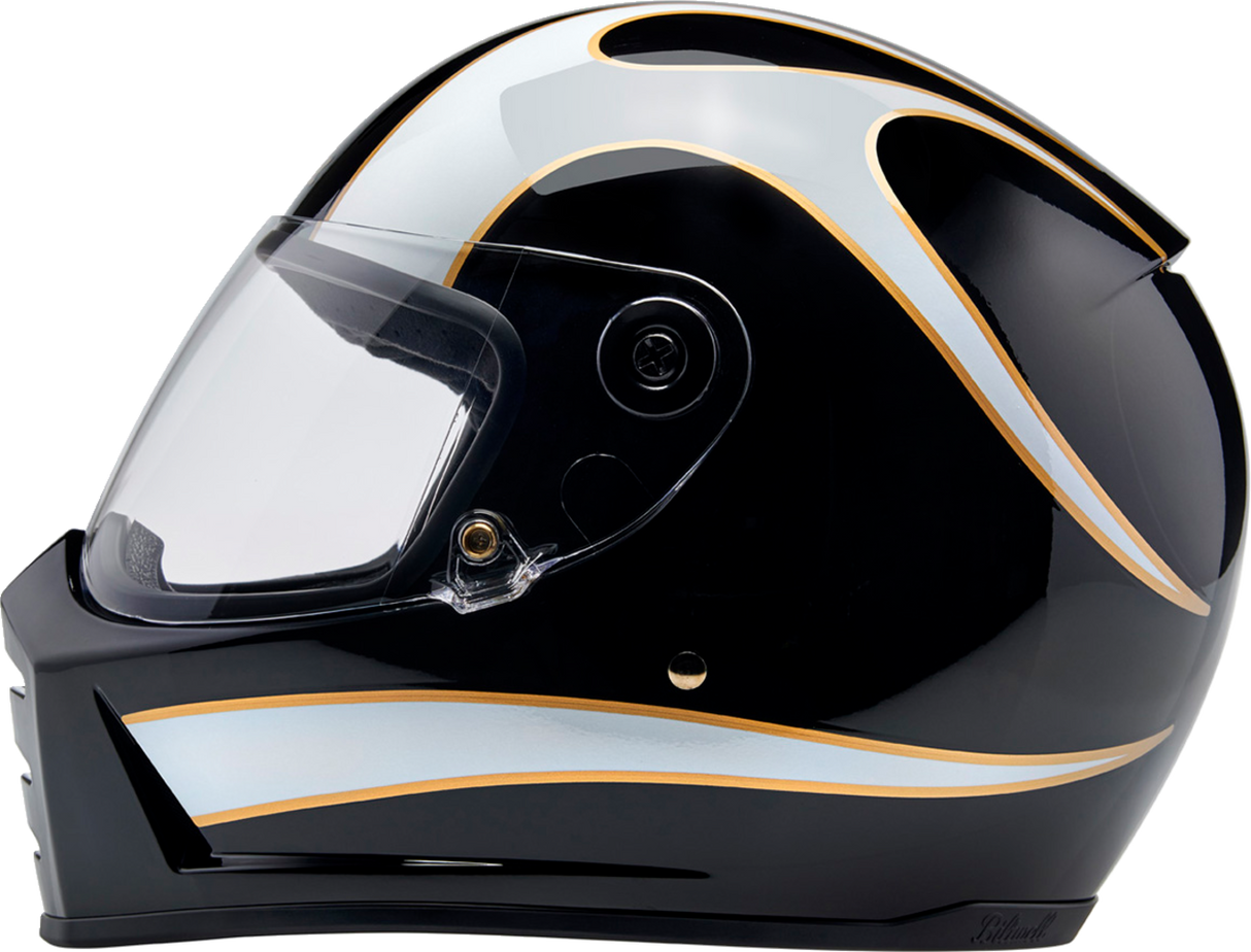 Lane Splitter Helmet - Gloss Black/White Flames - 2XL