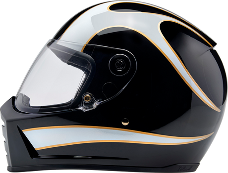 Lane Splitter Helmet - Gloss Black/White Flames - Large