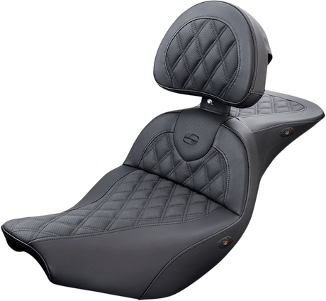 Roadsofa™ Seat - With Backrest - Full Lattice Stitch - Heated - Black - Indian 2014 - 2019