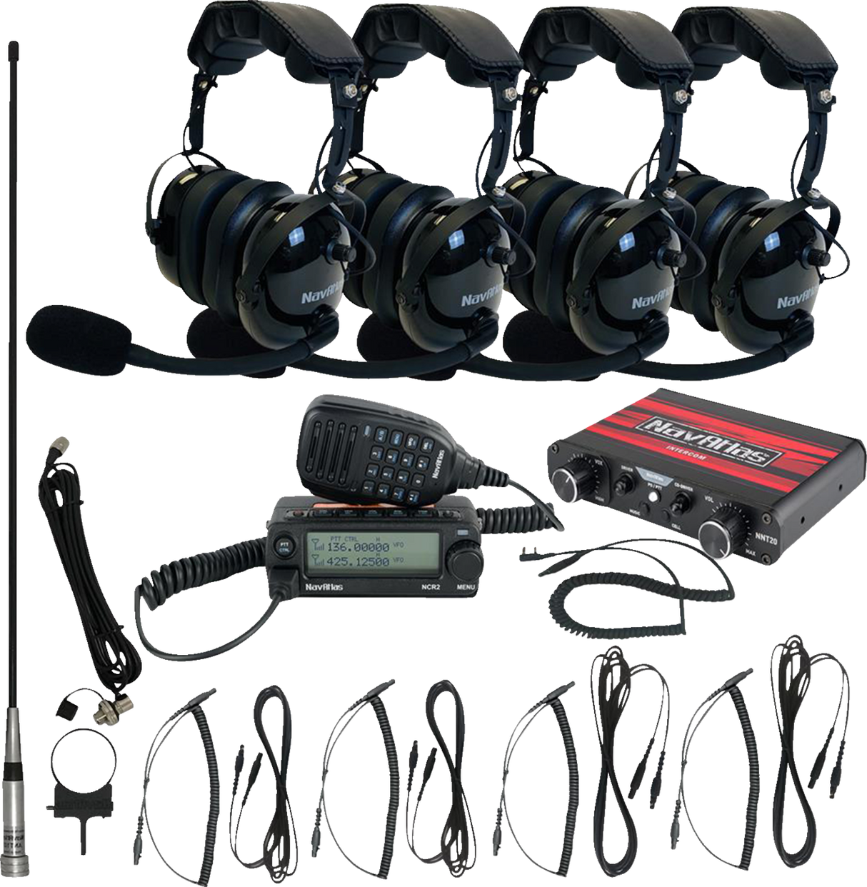 Intercom/Radio and Headset Kit - 4-Seat - Black