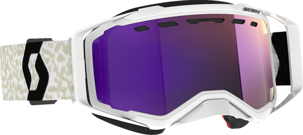 Prospect Snow Cross Goggle - White/Black - Dual Lens - Enhancer Purple Chrome