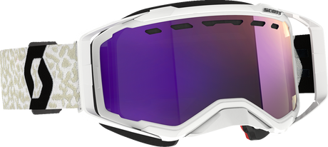 Prospect Snow Cross Goggle - White/Black - Dual Lens - Enhancer Purple Chrome