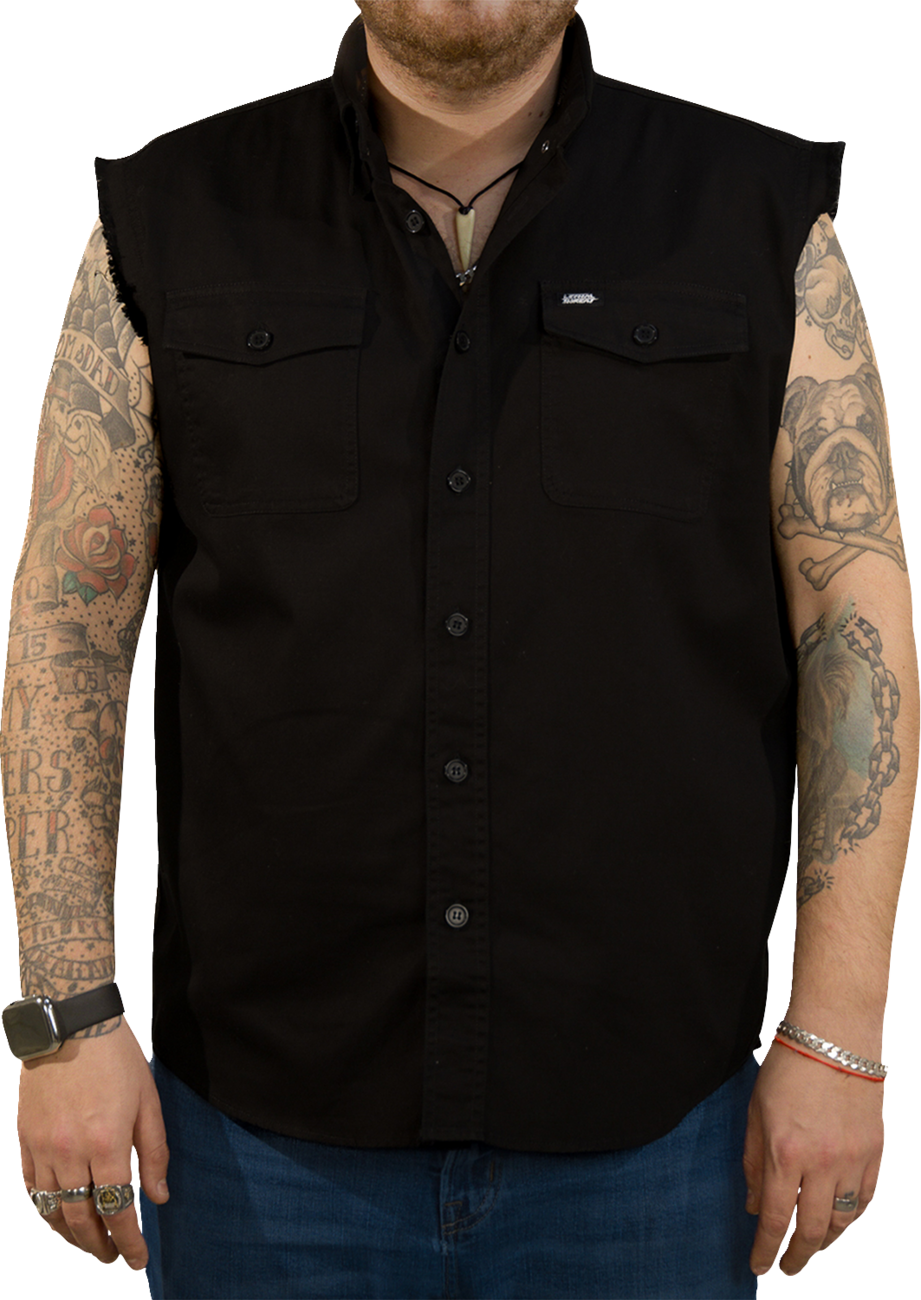 USA Skull Melt Sleeveless Shirt - Black - Medium