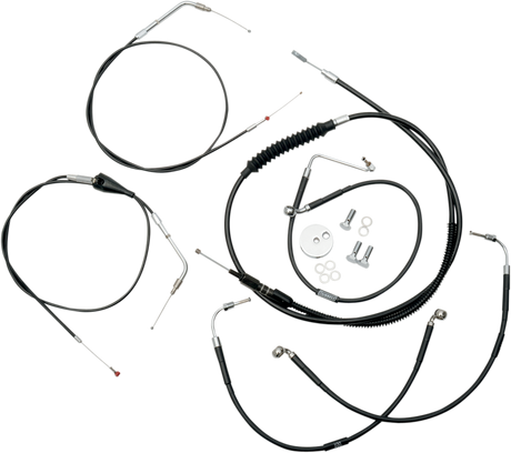 Handlebar Cable/Brake Line Kit - 12\" - 14\" Ape Hanger Handlebars - Black Vinyl 1996 - 2007