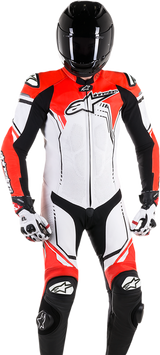 GP Plus v2 1-Piece Leather Suit - White/Black/Red Fluorescent - US 40 / EU 50