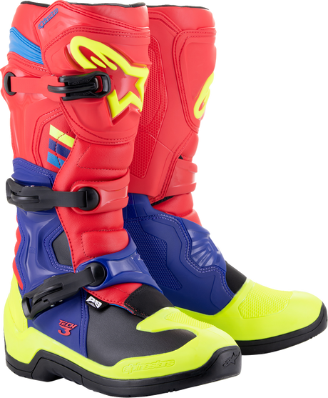 Tech 3 Boots - Red/Blue/Yellow Fluorescent - US 10