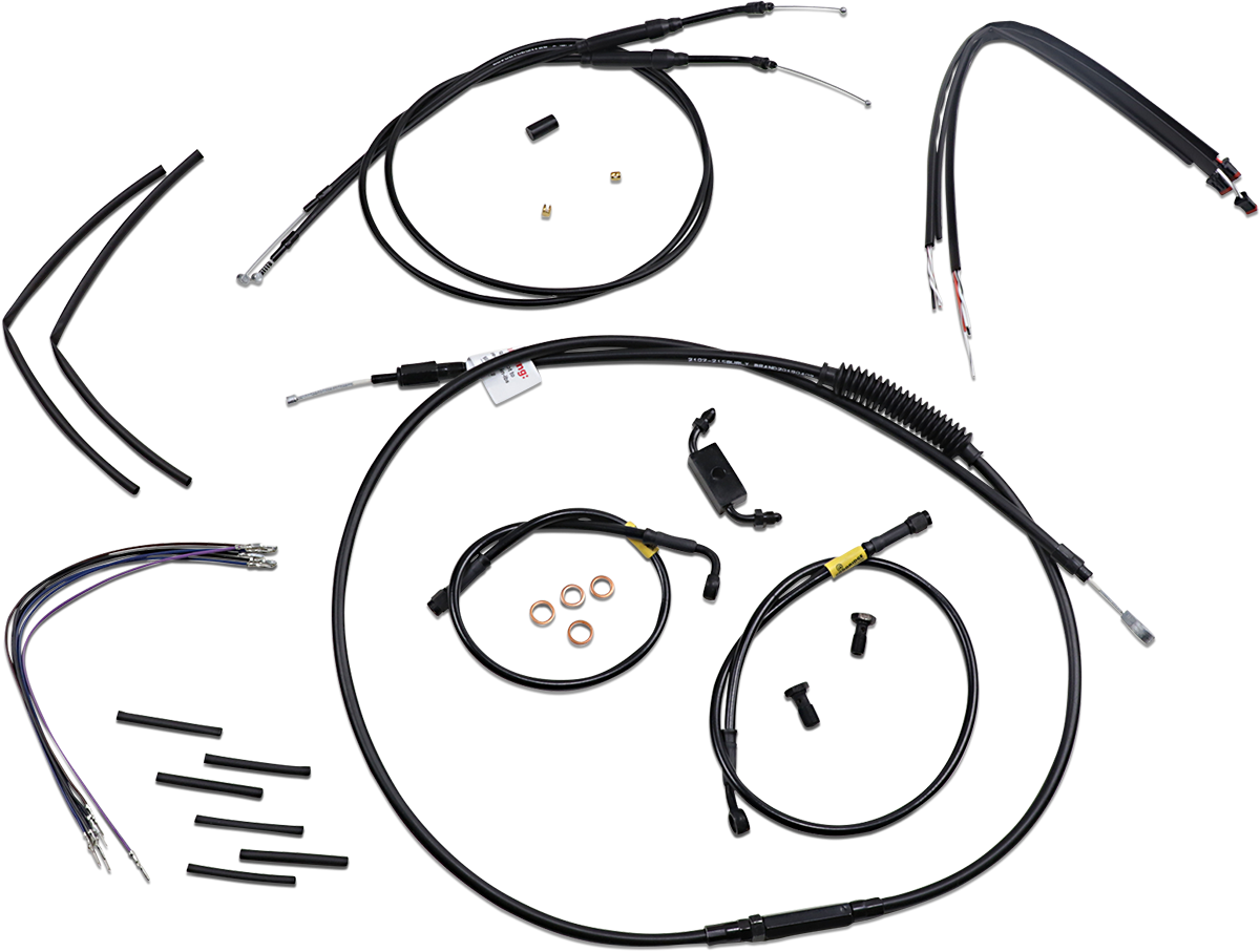 Handlebar Cable and Brake Line Kit - 12\" Wide Glide Gorilla Handlebars 2012 - 2017