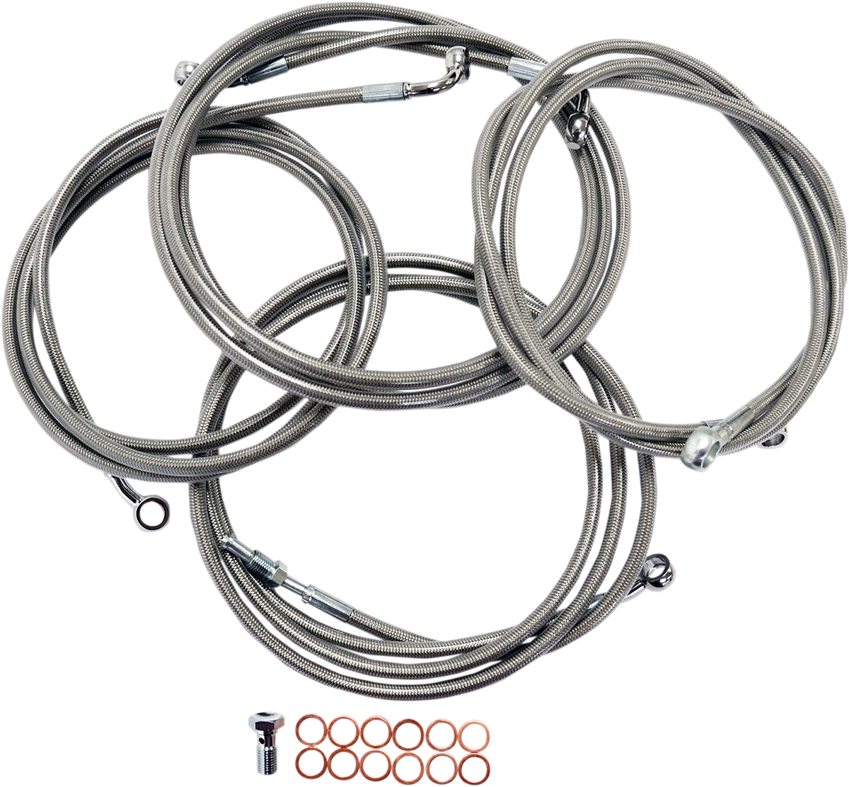 Handlebar Cable/Brake Line Kit - 12\" - 14\" Ape Hanger Handlebars - Stainless Steel 2014 - 2016