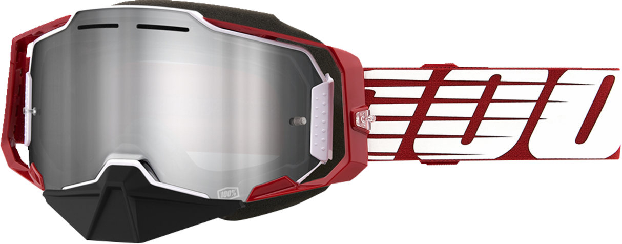 Armega Snow Goggles - Oversized Red - Silver Mirror