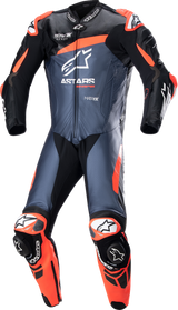 GP Plus v4 Leather Suit - Black/Red Fluo/Blue - US 40 / EU 50