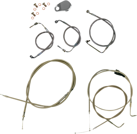 Handlebar Cable/Brake Line Kit - 15\" - 17\" Ape Hanger Handlebars - Stainless Steel 1996 - 2007