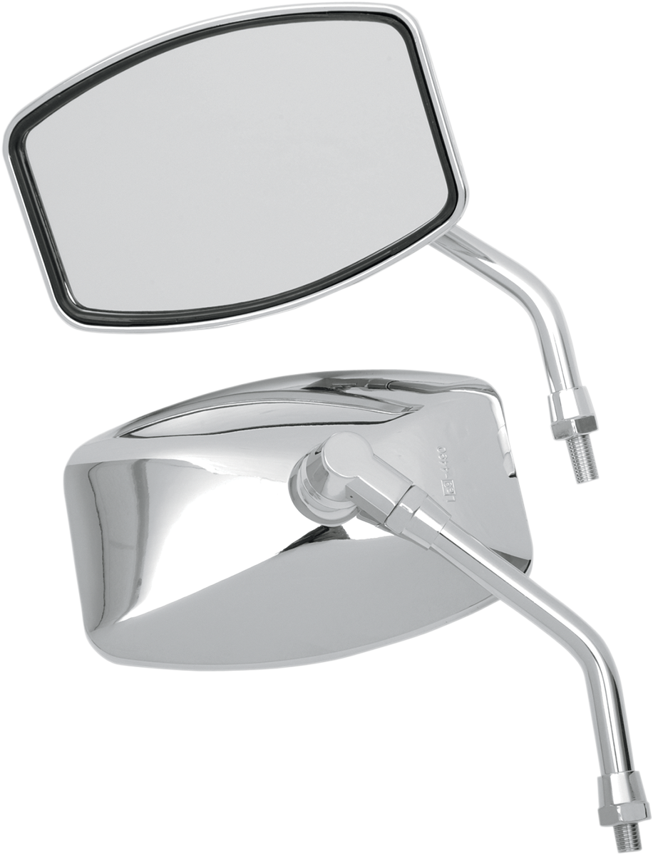 Mirror - \"Big One\"/Cruiser - Side View - Rectangle - M10 x 1.25 - Chrome - Pair