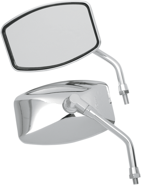 Mirror - \"Big One\"/Cruiser - Side View - Rectangle - M10 x 1.25 - Chrome - Pair