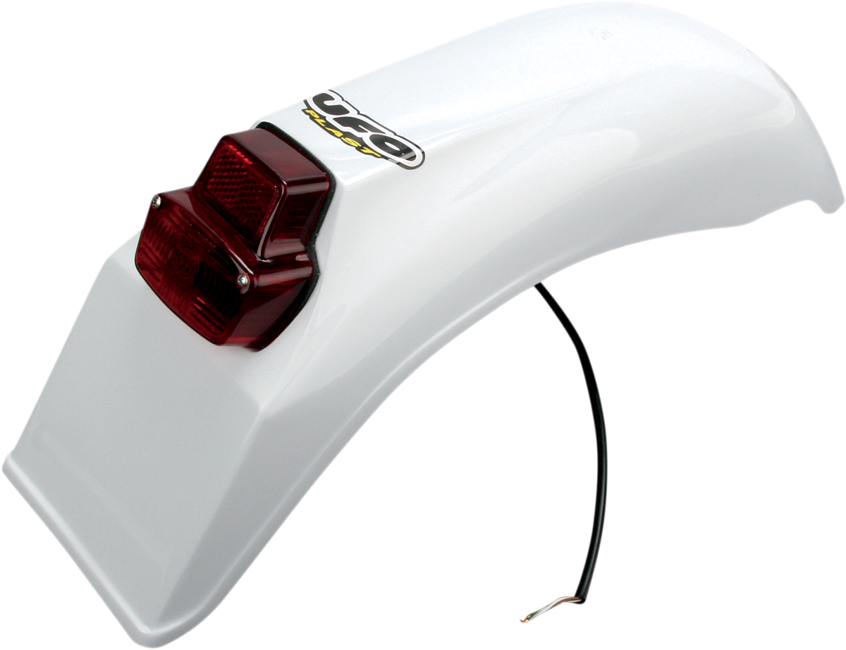 Universal Enduro Rear Fender with Tail/Brake Light - White