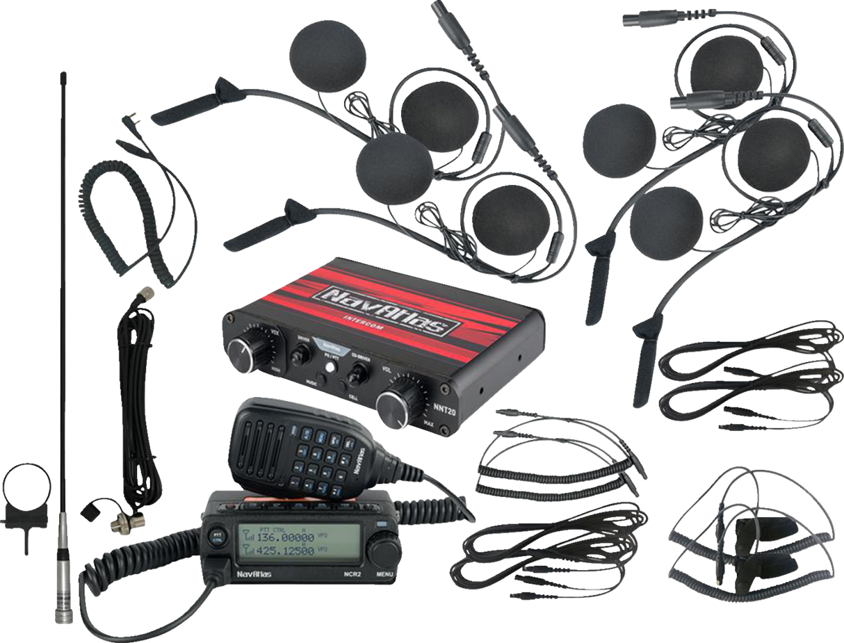 Intercom/Radio and In-Helmet Headset Kit - 4-Seat - Black