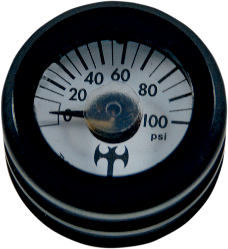 Mini Oil Pressure Gauge and Cover - Black - White Face - 3/16\" W x 9/16\" D