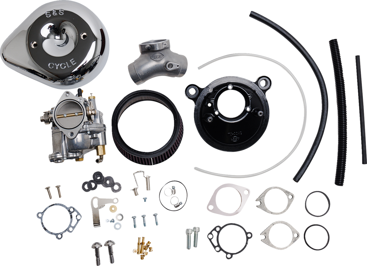 Super E Carburetor with Stealth Air Cleaner Kit - Chrome - Evolution Big Twin 1984 - 1999