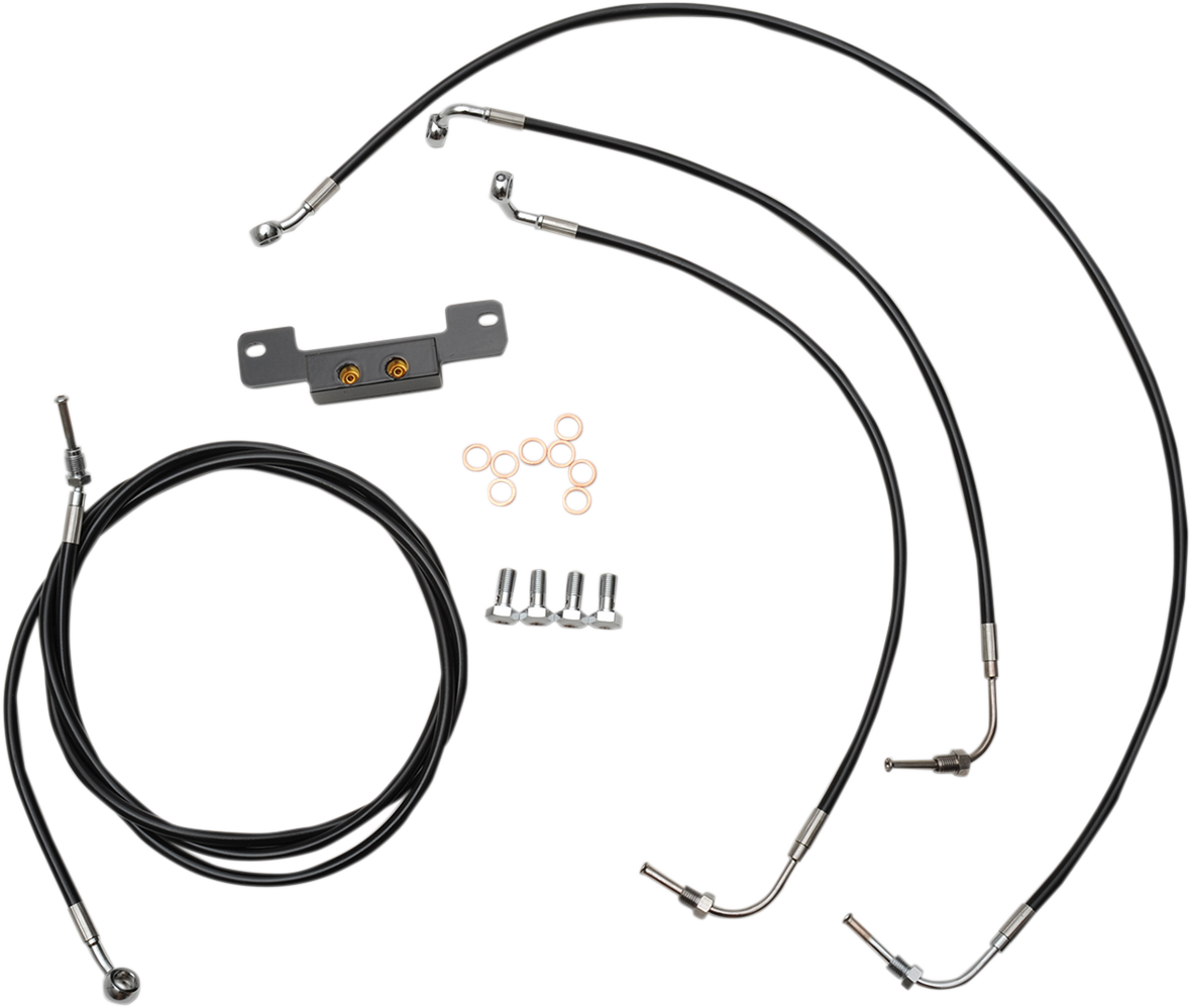 Handlebar Cable/Brake Line Kit - 18\" - 20\" Ape Hanger Handlebars - Black Vinyl 2017 - 2019