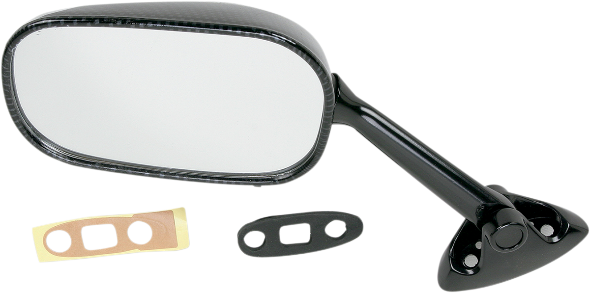 Mirror - Side View - Black/Carbon Fiber - Rectangle - Left - Suzuki 2004 - 2005