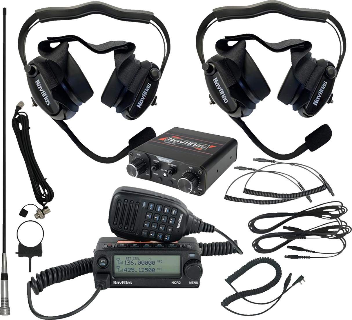 Intercom/Radio and Headset Kit - 2-Seat - Black