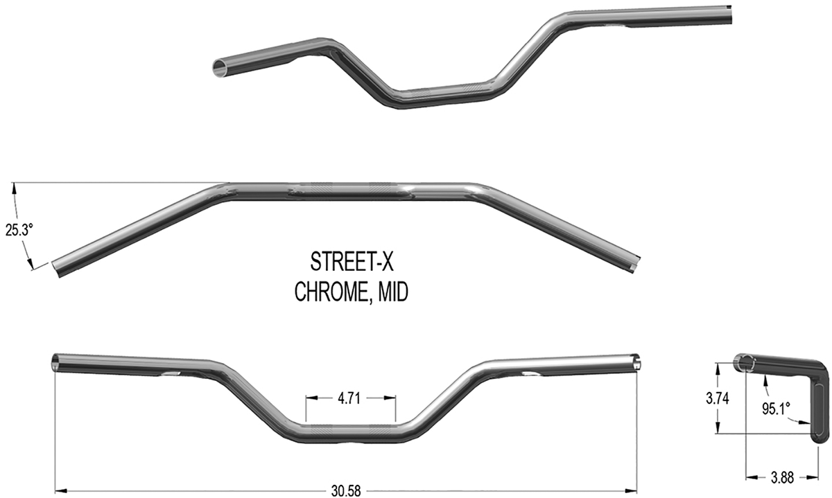 Handlebar - Mid Bend - Chrome