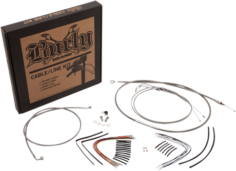 Handlebar Cable/Brake Line Kit - Complete - 14\" Ape Hanger Handlebars - Stainless Steel 2011 - 2015