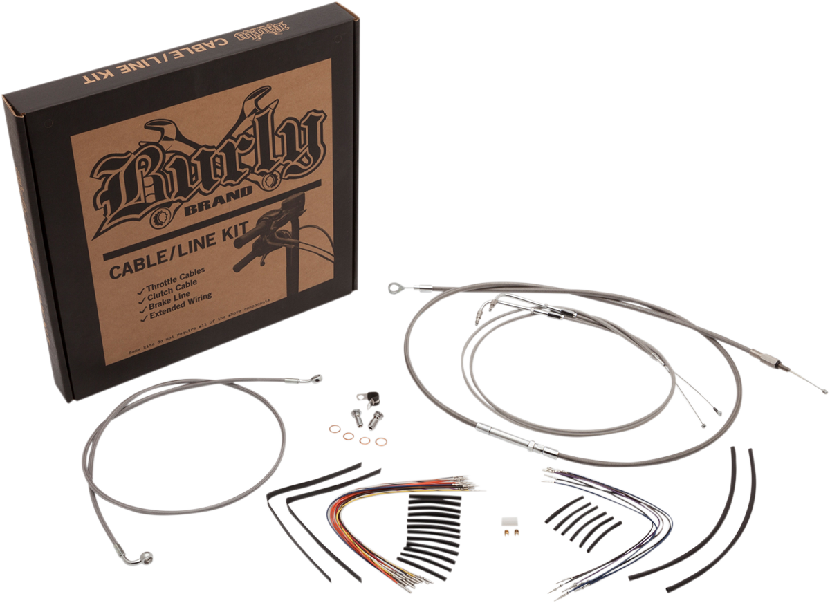 Handlebar Cable/Brake Line Kit - Complete - 15\" Ape Hanger Handlebars - Stainless Steel 2017 - 2020