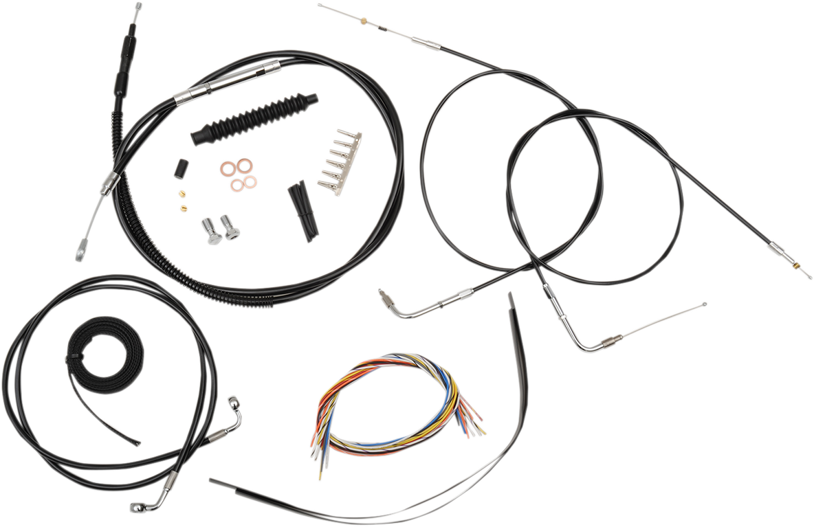 Handlebar Cable/Brake Line Kit - Complete - 18\" - 20\" Handlebars - Black Vinyl 1996 - 2006