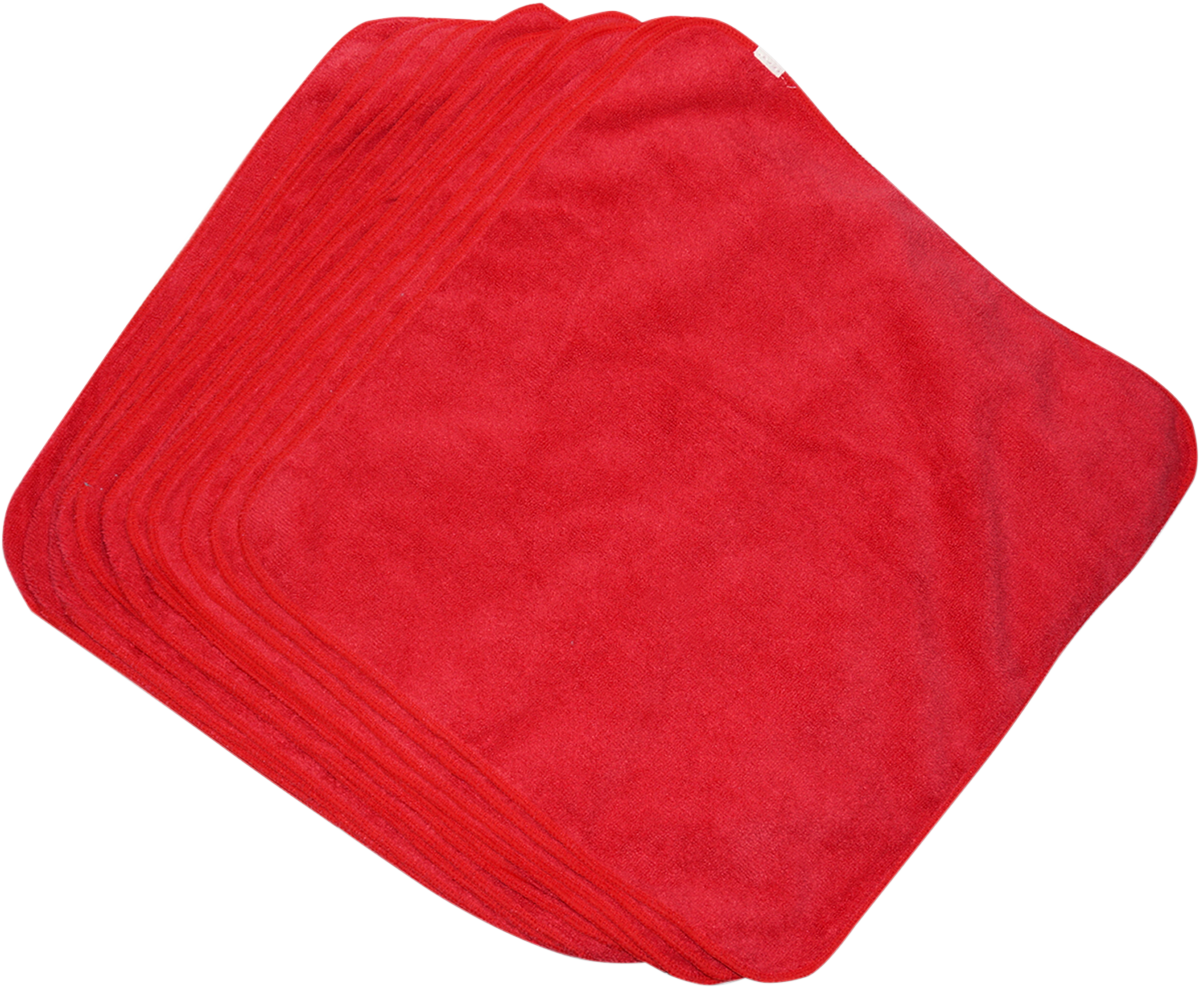 Microfiber Towels - Red - 12 Pack