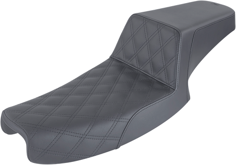 Step-Up Seat - Front Lattice Stitch - Black - Dyna 1991 - 1995