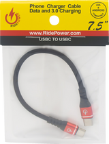 Male USB-C to Male USB-C Cable - Phone Charger - Heavy-Duty - 7-1/2\" - Black/Red