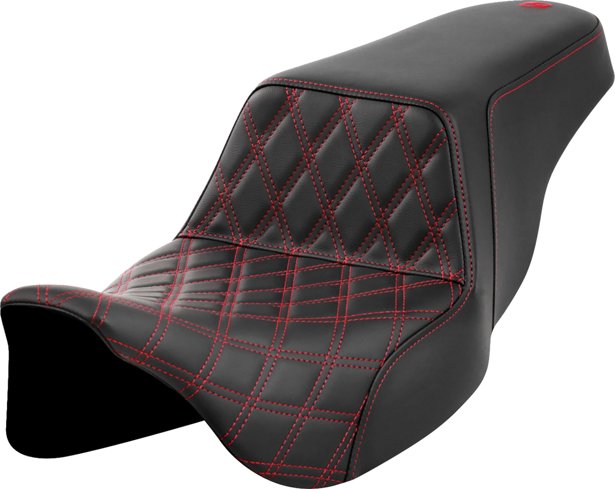 Step-Up Seat - Front Lattice Stitch - Red Stitch - FLH/FLT \'08-\'23 2008 - 2023