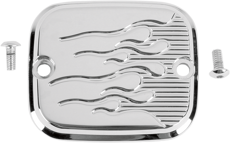 Master Cylinder Cover - Brake - Front - Flame - Chrome 1996 - 2009