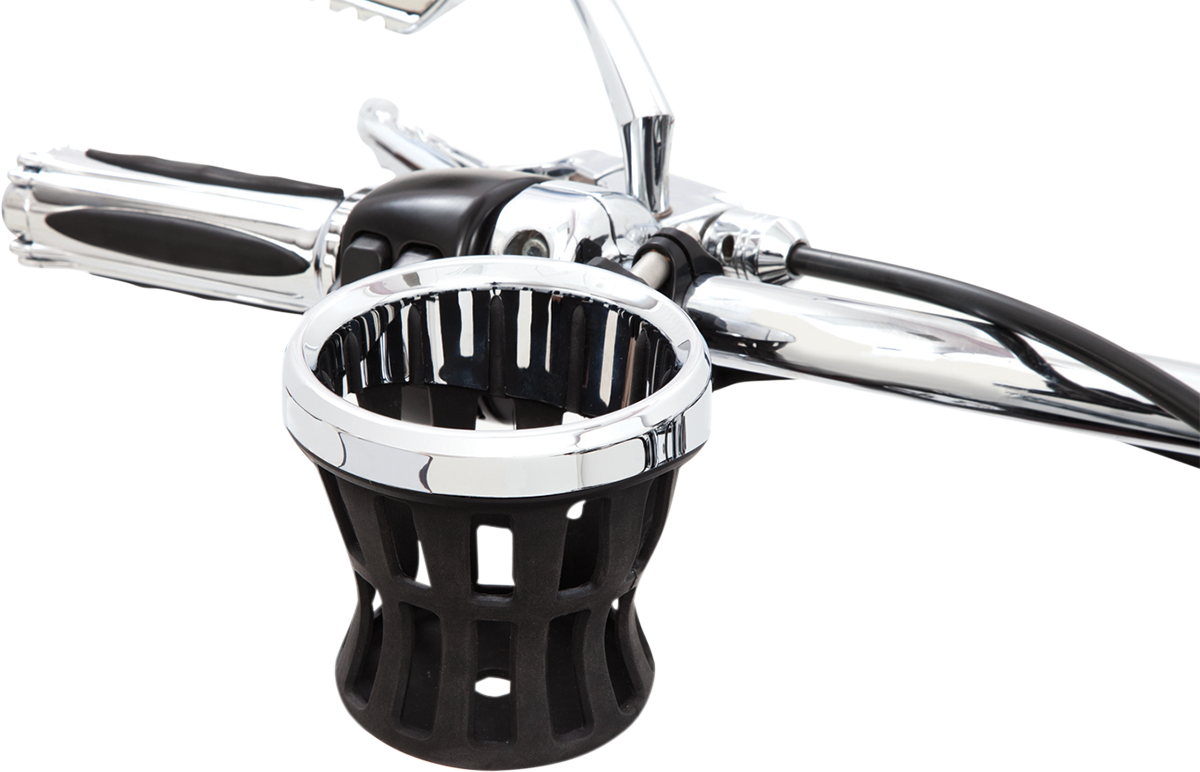 Drink Holder - 7/8\" & 1\" Handlebar Mount - Chrome/Black Clamp