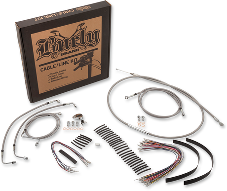 Handlebar Cable/Brake Line Kit - Complete - 13\" Ape Hanger Handlebars - Stainless Steel 2008 - 2013