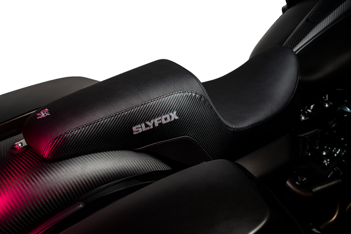 Slyfox Seat - Gray Logo - Smooth Vinyl - Carbon Fiber - FL \'08-\'23 2008 - 2023