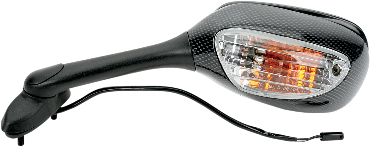 Mirror - Side View - Lighted - Black/Carbon Fiber - Rectangle - Left - Suzuki 2005 - 2009