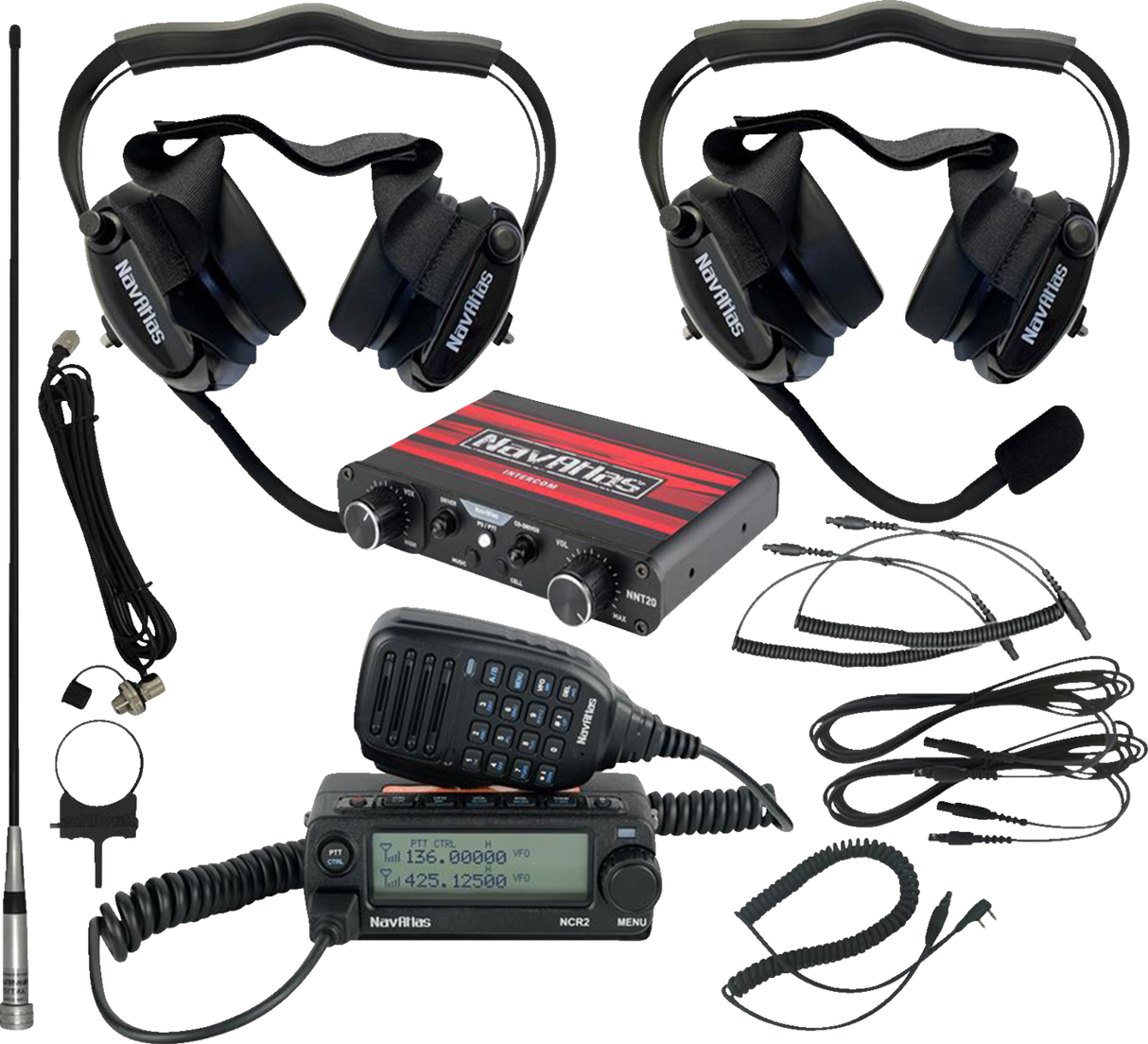 Intercom/Radio and Headset Kit - 2-Seat - Black