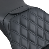 Explorer Seat - With Backrest - Lattice Stitched - Black - FLSTN 2006 - 2017