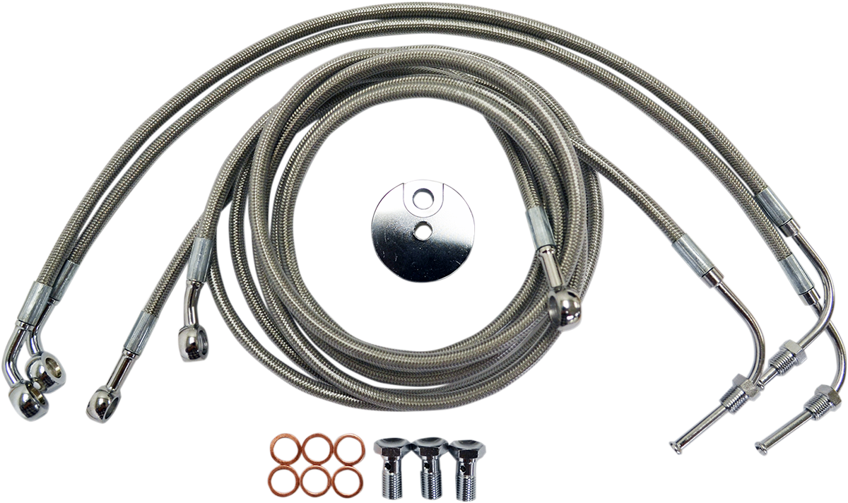 Brake Lines - 12\" - 14\" Ape Hanger Handlebars - Stainless Steel 2008 - 2013