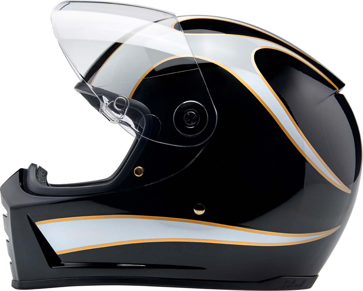 Lane Splitter Helmet - Gloss Black/White Flames - Small