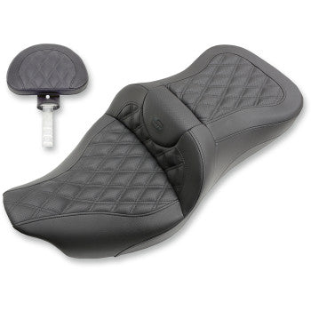 SADDLEMEN  0801-1043 Seat Extended Reach Roadsofa™ Seat - Lattice Stitched - Backrest - '08-'23 FL