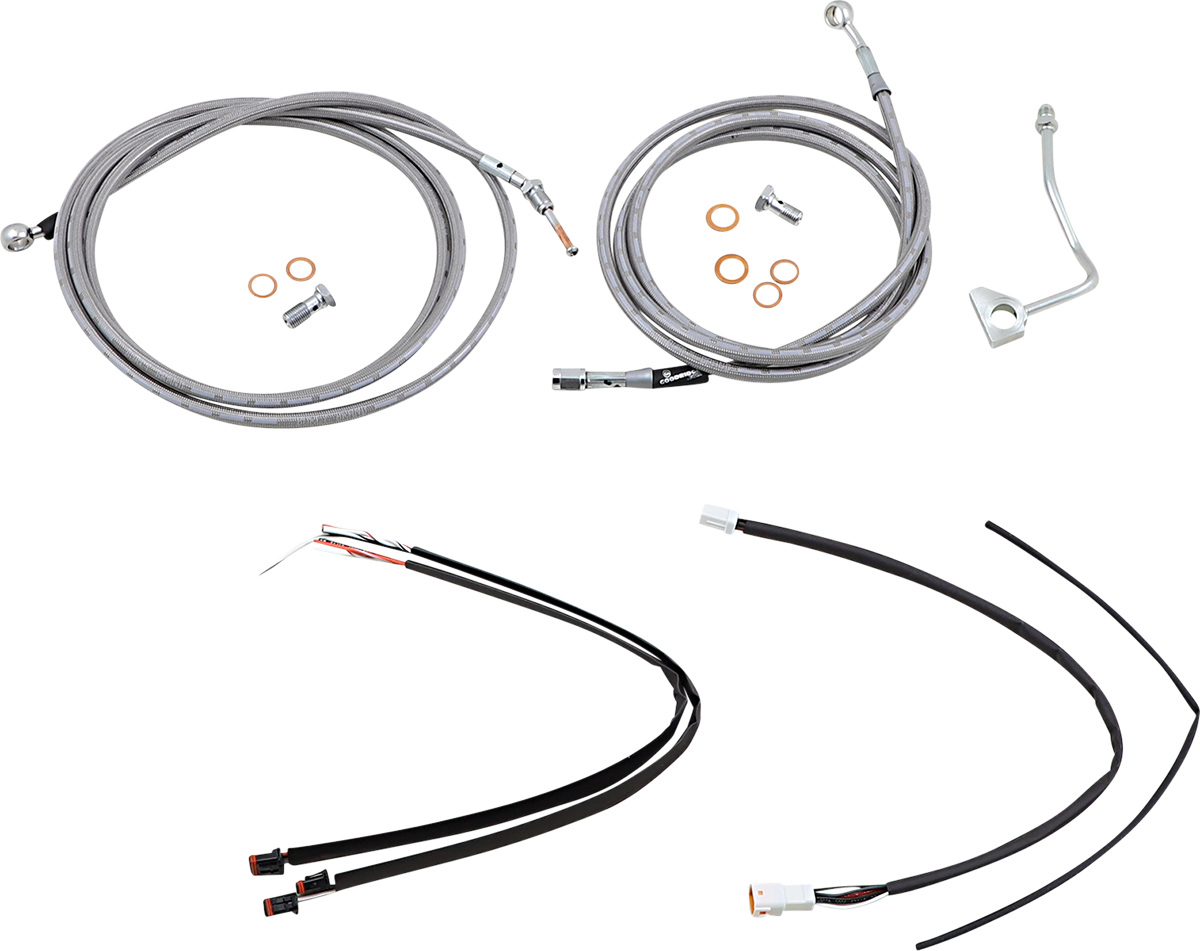 Handlebar Cable/Brake Line Kit - Complete - 14\" Ape Hanger Handlebars - Stainless Steel 2017 - 2020